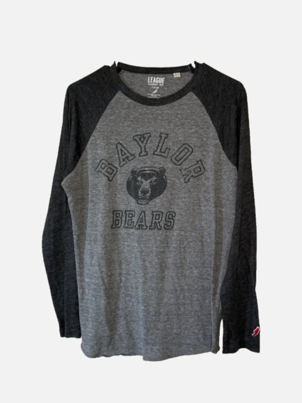 League Baylor Bears Long Sleeve Shirt Womens Large Gray Raglan Graphic Tee NCAA